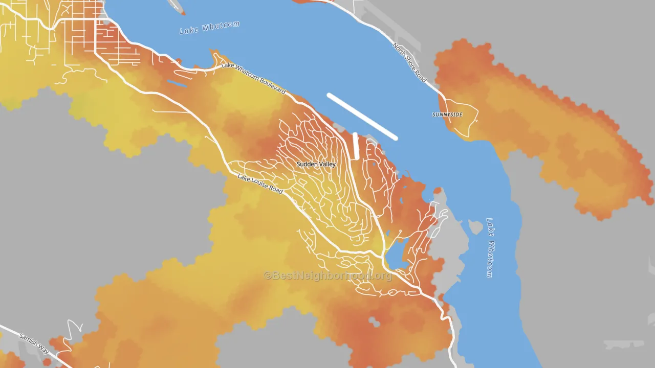Bike Grade map of Sudden Valley, WA