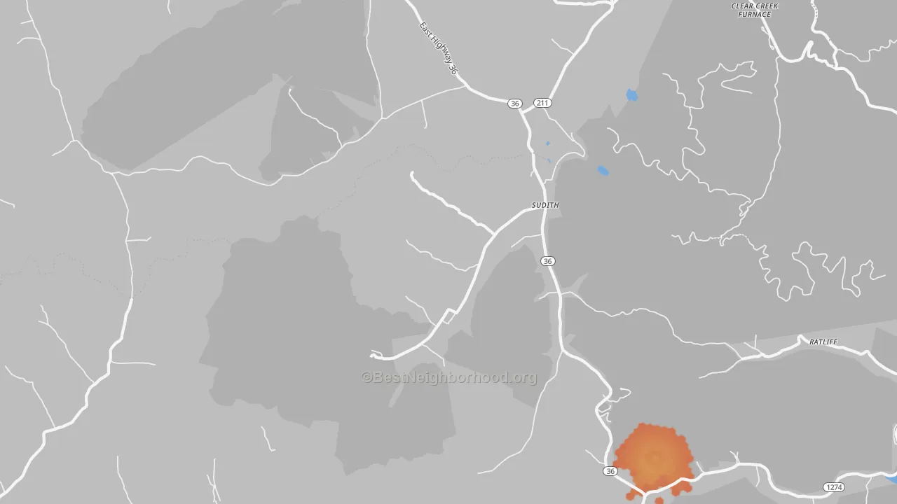 Bike Grade map of Sudith, KY