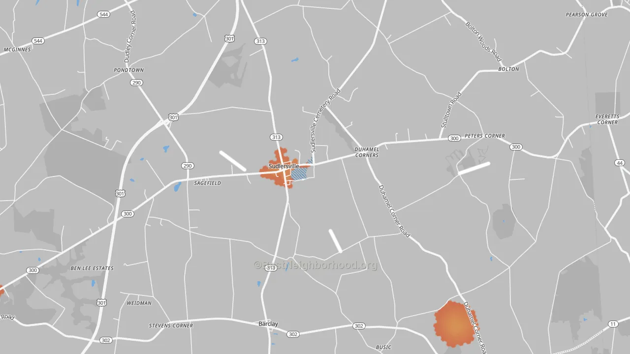 Bike Grade map of Sudlersville, MD