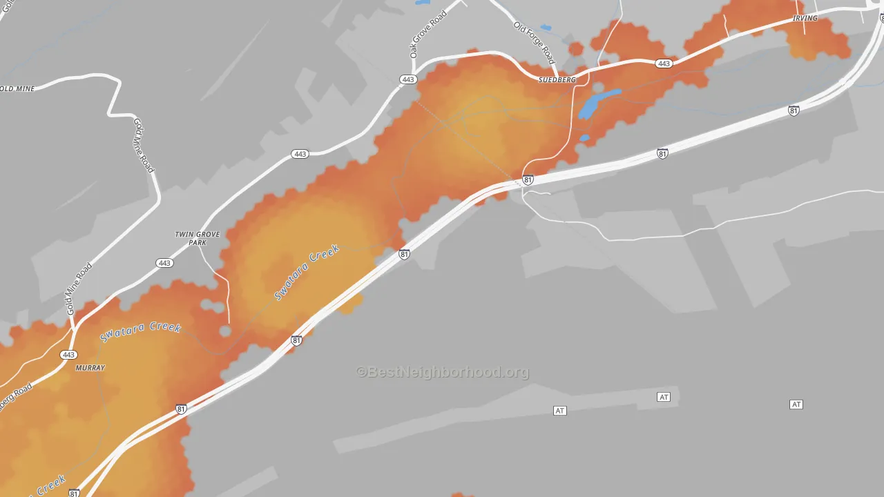 Bike Grade map of Suedburg, PA