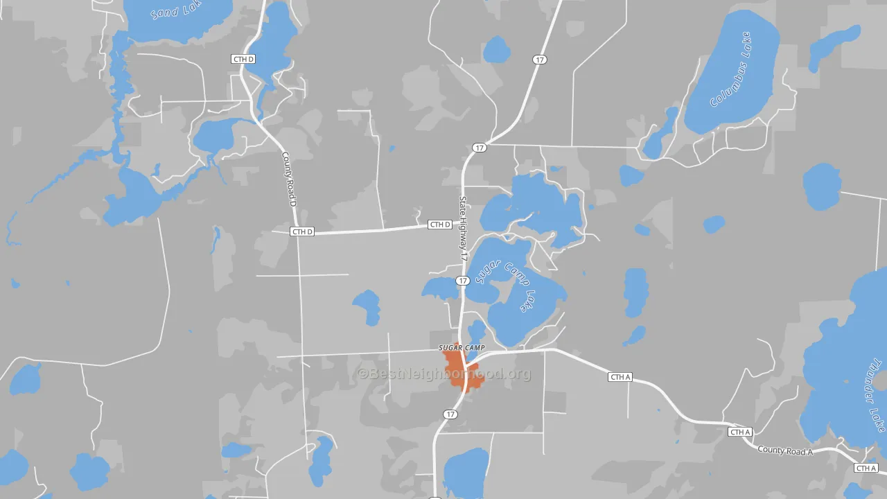 Bike Grade map of Sugar Camp, WI