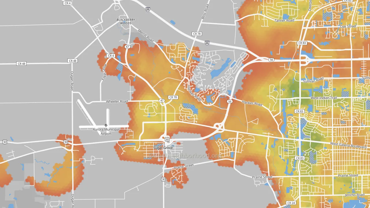 Bike Grade map of Sugar Grove, IL