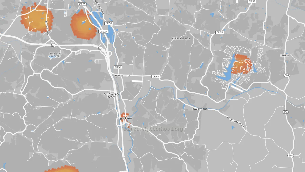 Bike Grade map of Sugar Grove, OH