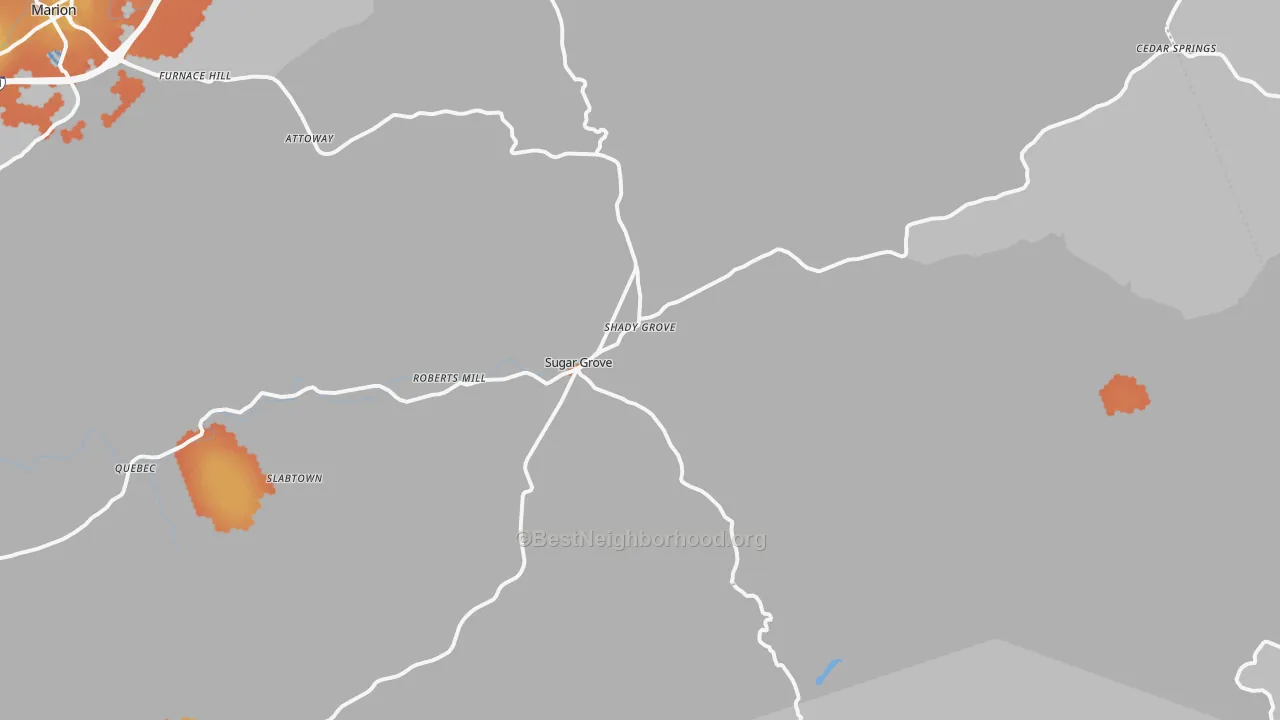 Bike Grade map of Sugar Grove, VA