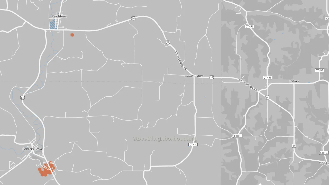 Bike Grade map of Sugar Grove, WI