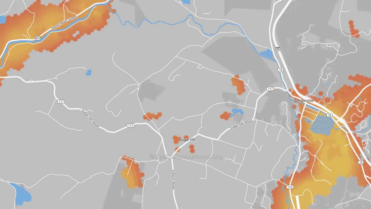 Bike Grade map of Sugar Hill, NH
