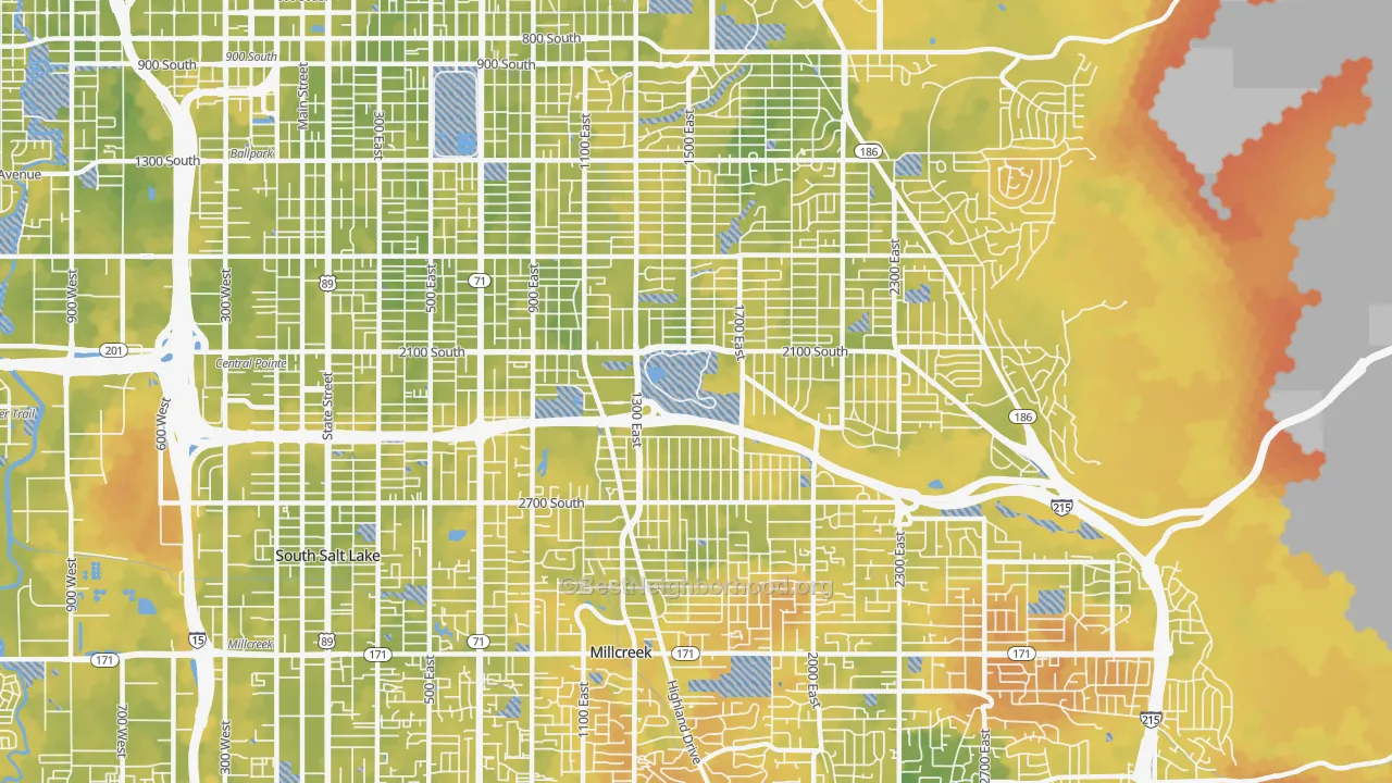 Bike Grade map of Sugar House, Salt Lake City, UT