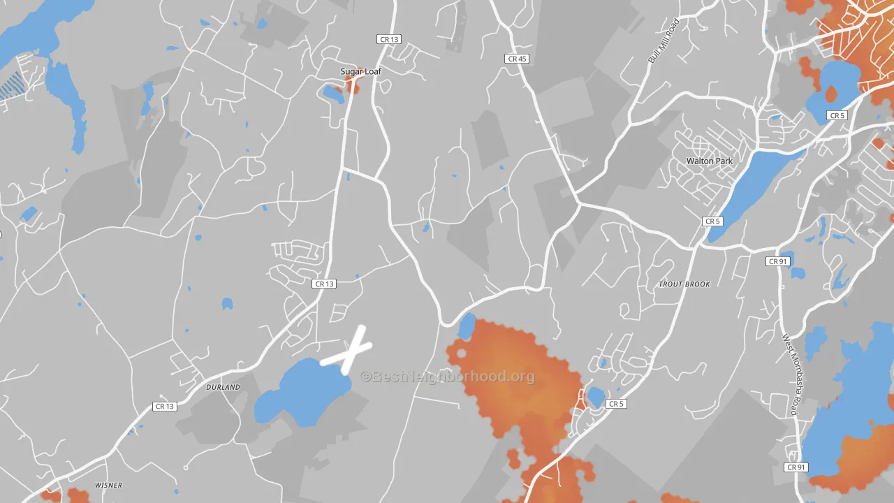 Bike Grade map of Sugar Loaf, NY