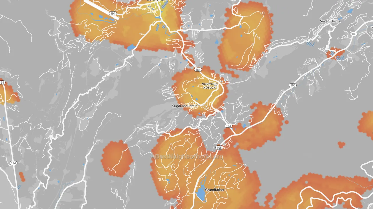 Bike Grade map of Sugar Mountain, NC