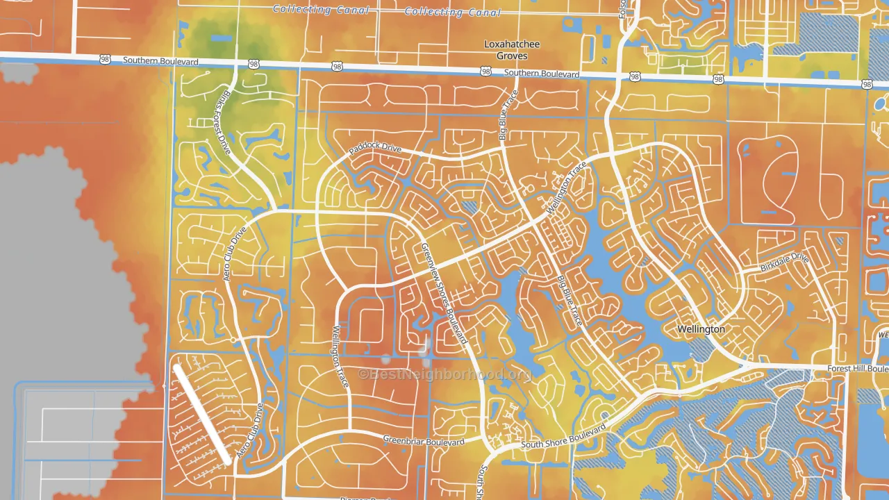 Bike Grade map of Sugar Pond Manor of Wellington, Wellington, FL