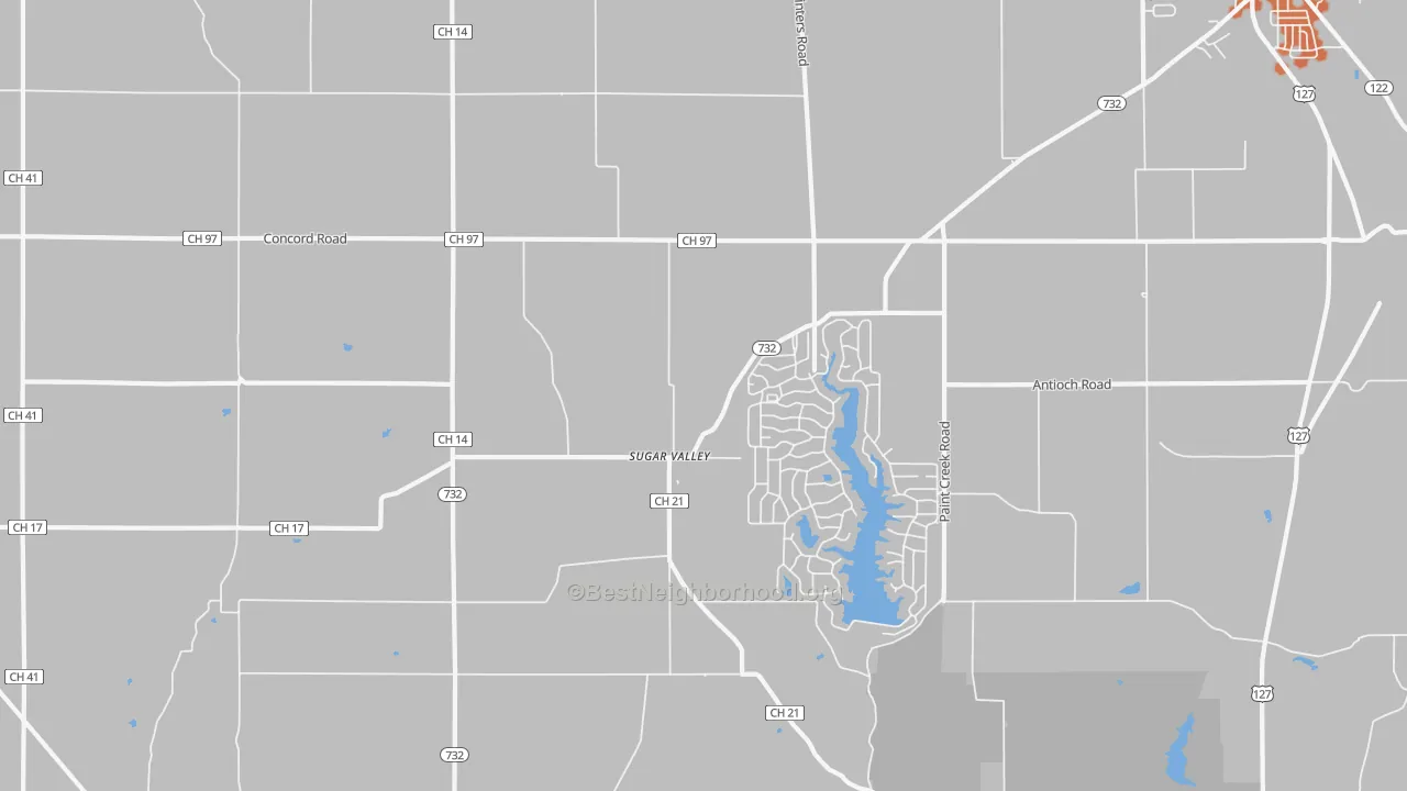 Bike Grade map of Sugar Valley, OH