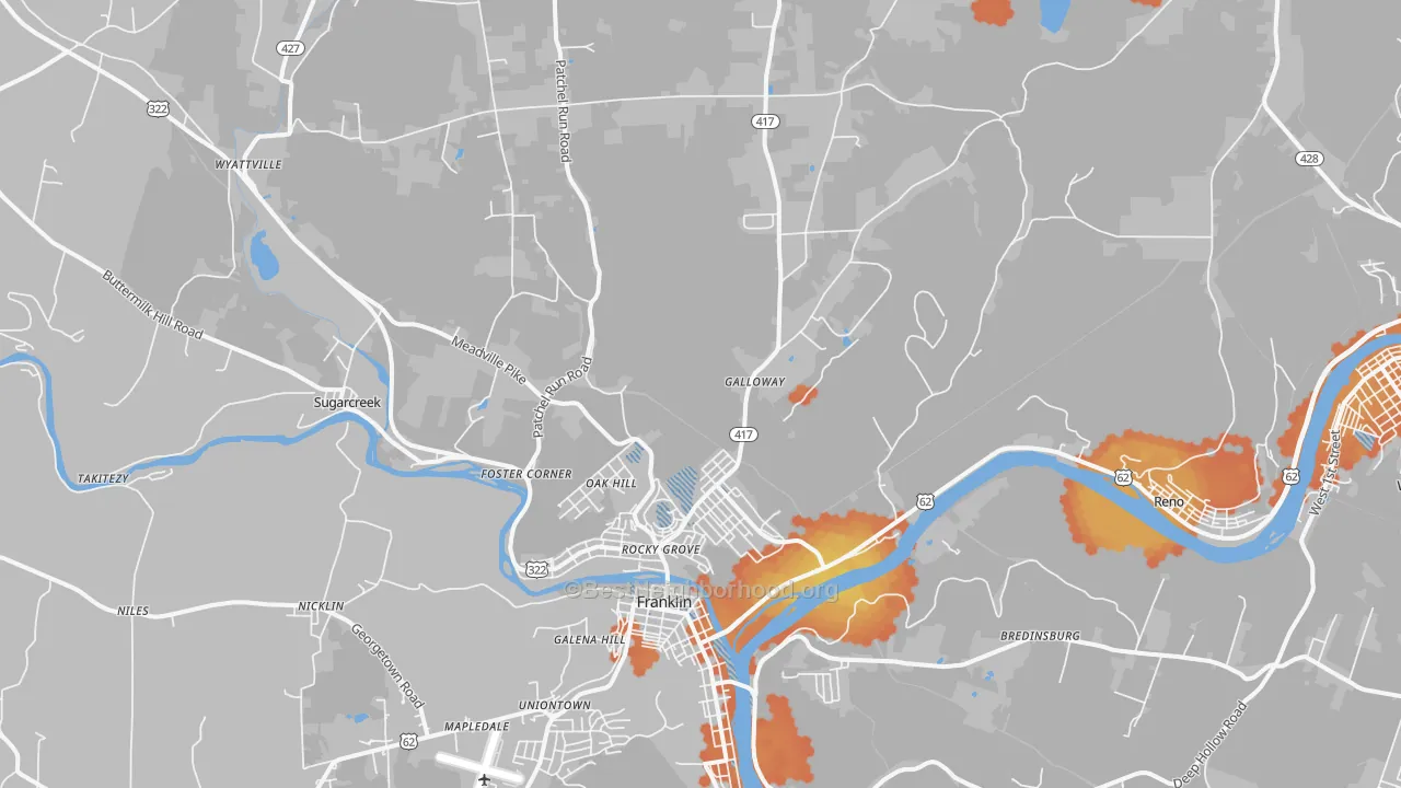 Bike Grade map of Sugarcreek, PA