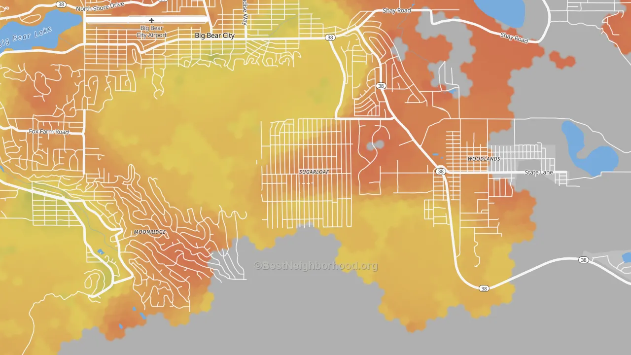Bike Grade map of Sugarloaf, CA
