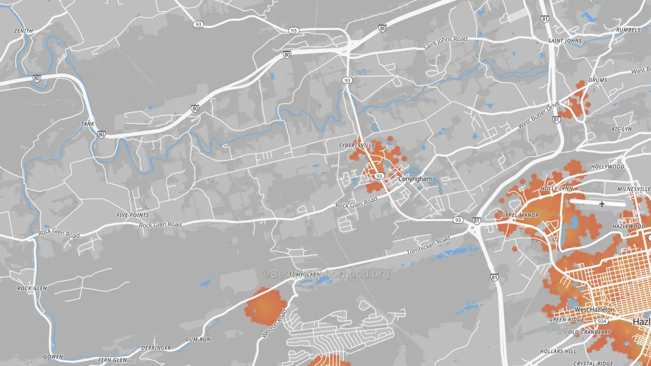 Bike Grade map of Sugarloaf, PA