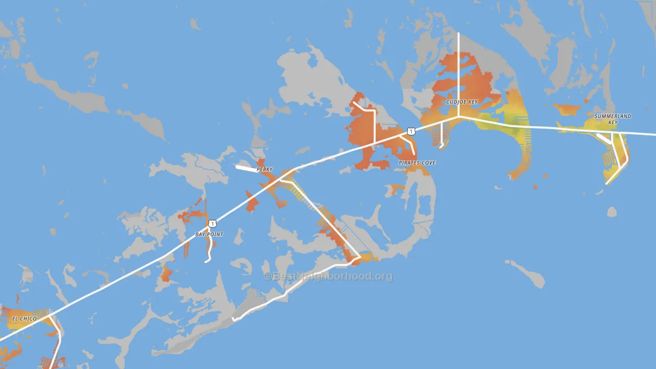 Bike Grade map of Sugarloaf Shores, FL