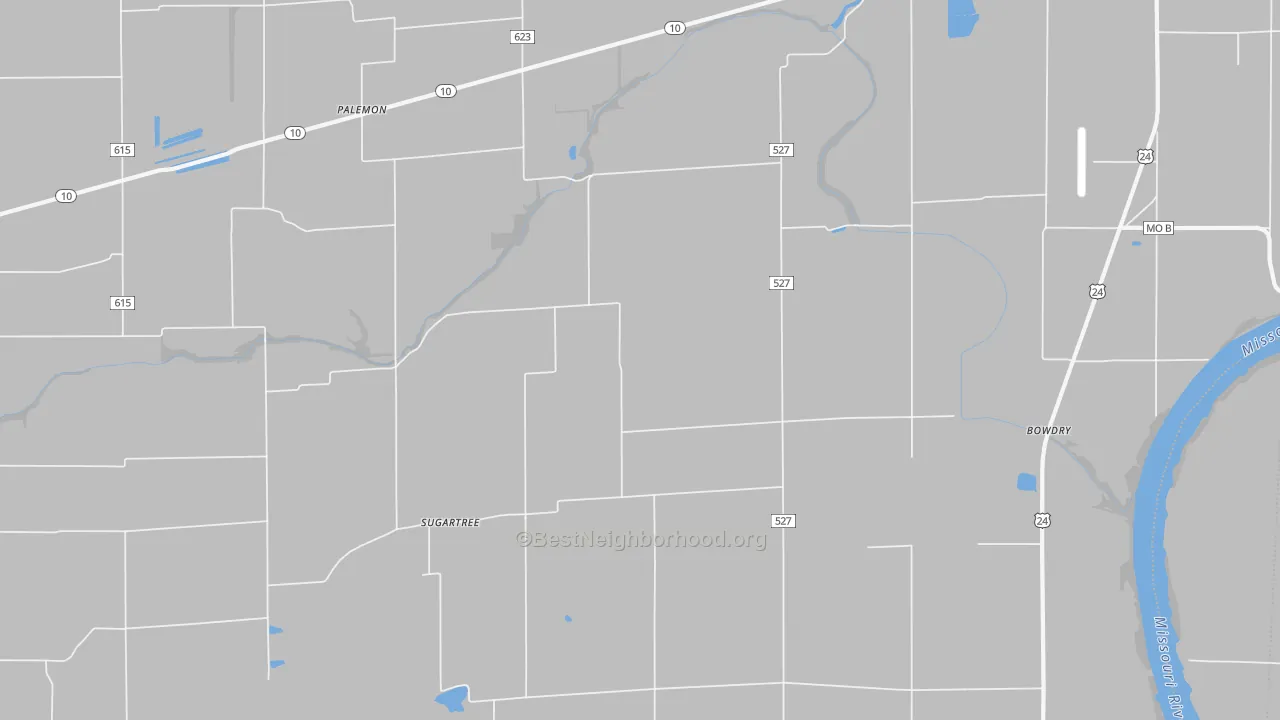 Bike Grade map of Sugartree, MO