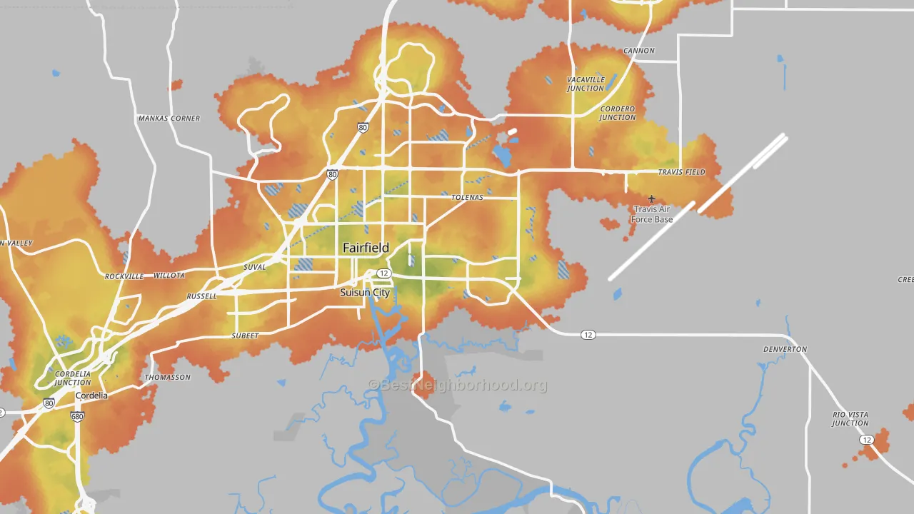 Bike Grade map of Suisun City, CA