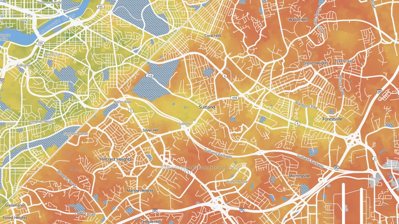 Bike Grade map of Suitland, MD