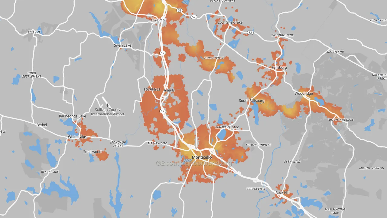 Bike Grade map of Sullivan County, NY