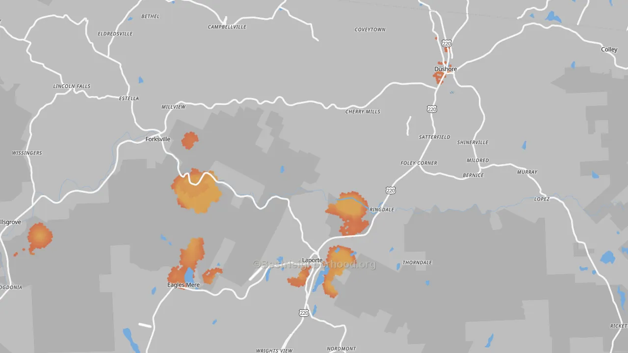 Bike Grade map of Sullivan County, PA
