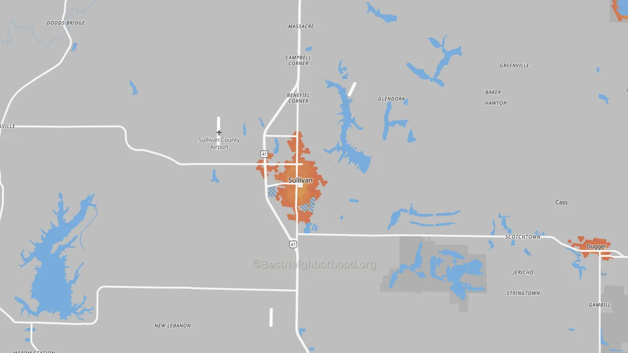 Bike Grade map of Sullivan, IN