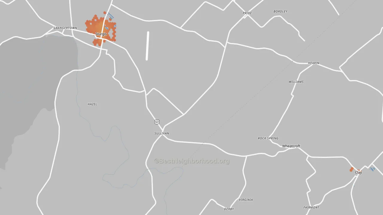 Bike Grade map of Sullivan, KY