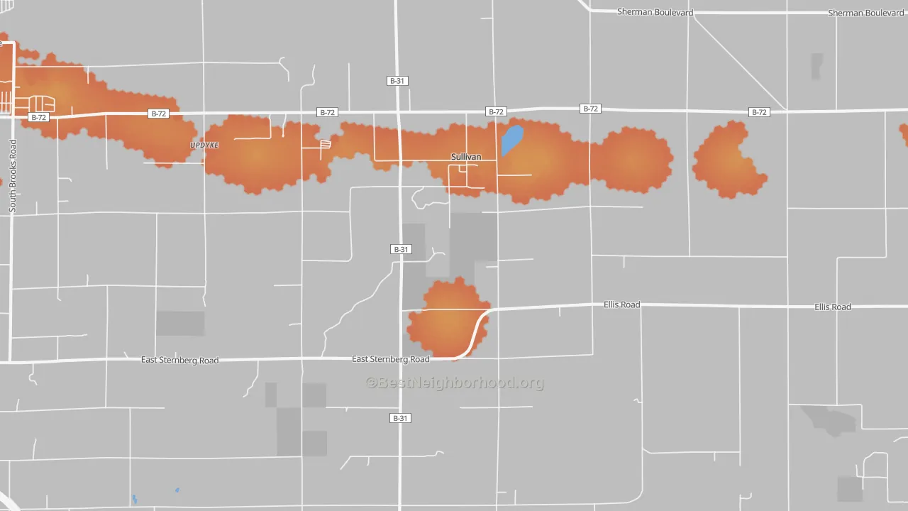 Bike Grade map of Sullivan, MI
