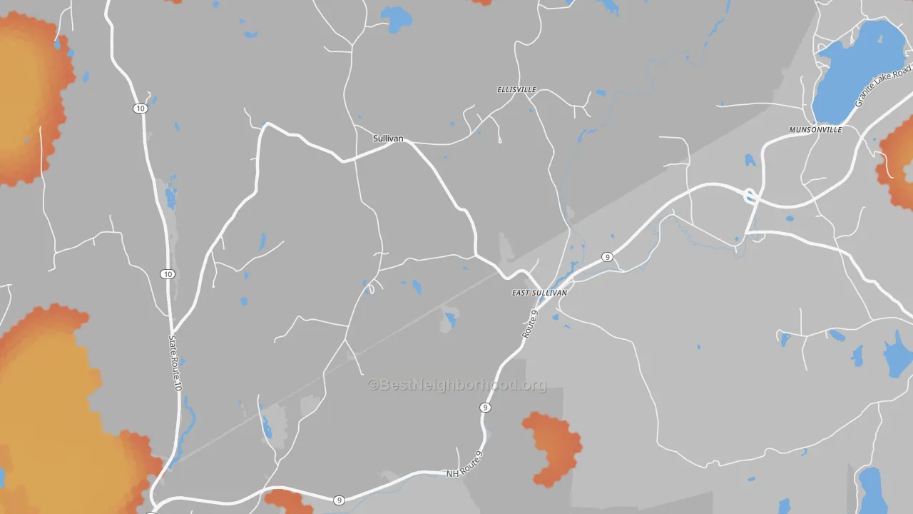 Bike Grade map of Sullivan, NH