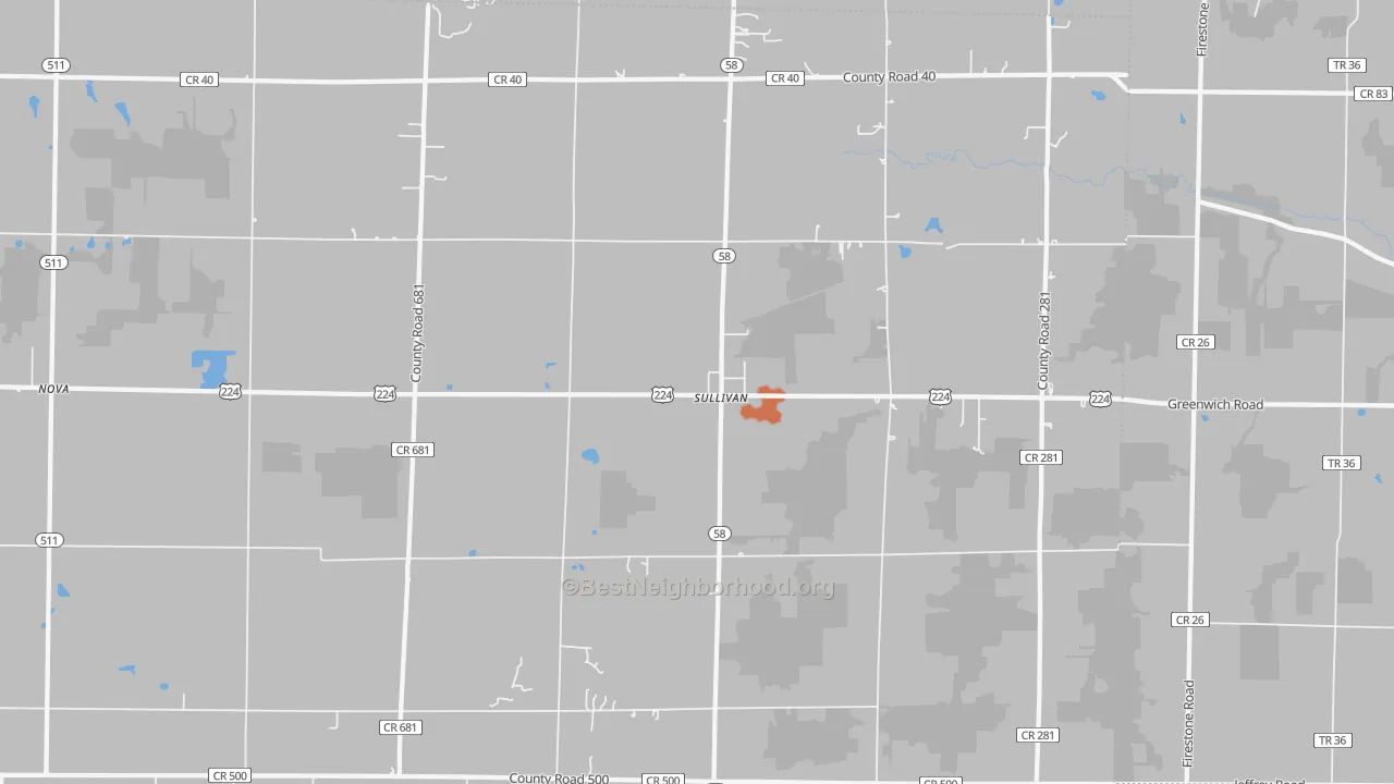 Bike Grade map of Sullivan, OH