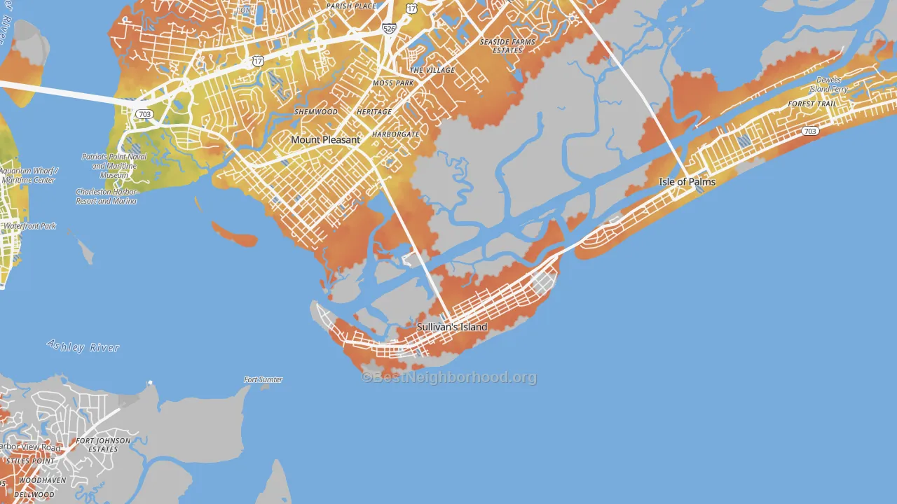 Bike Grade map of Sullivans Island, SC
