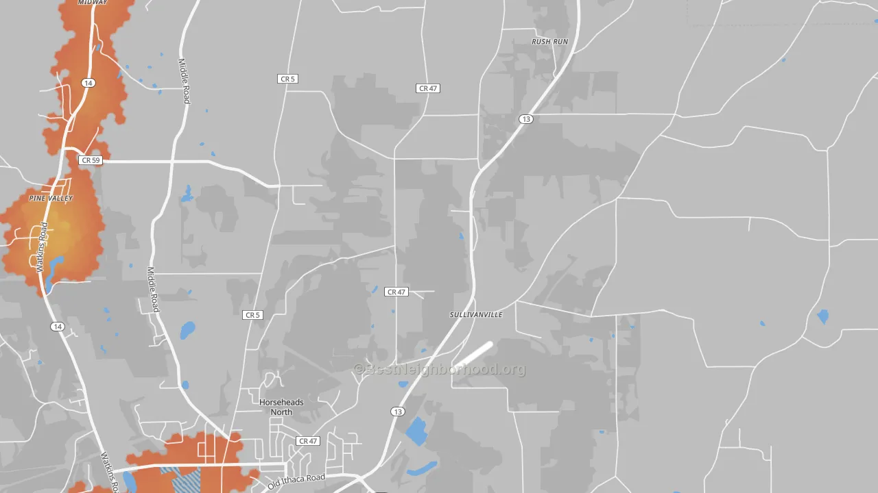 Bike Grade map of Sullivanville, NY
