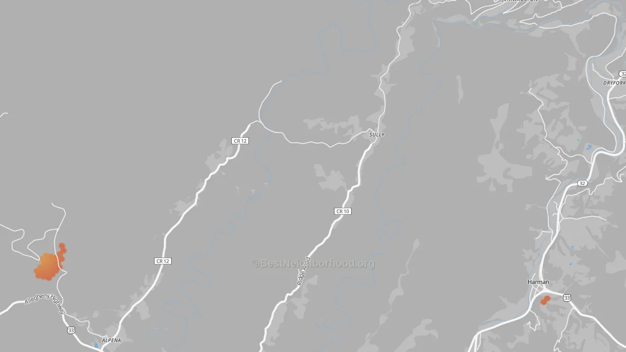 Bike Grade map of Sully, WV