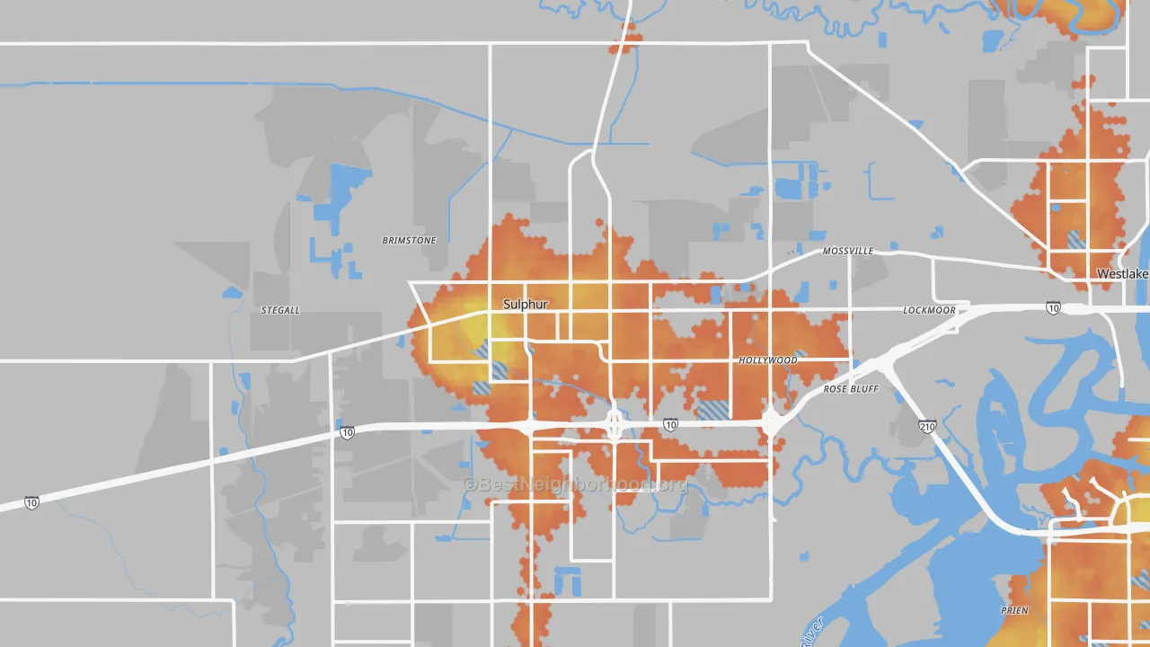 Bike Grade map of Sulphur, LA