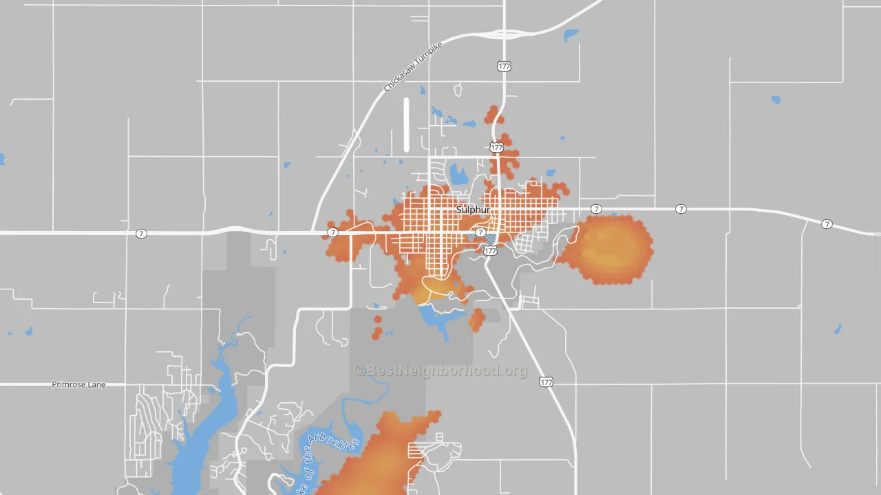 Bike Grade map of Sulphur, OK