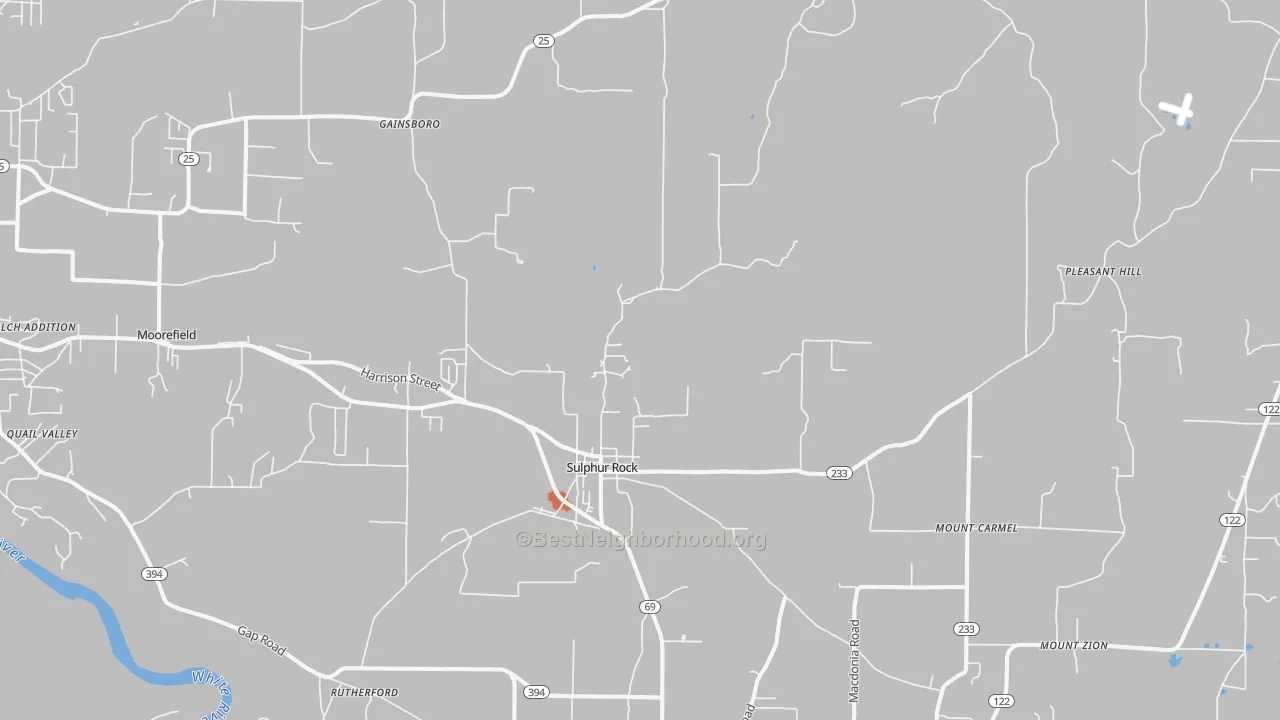 Bike Grade map of Sulphur Rock, AR