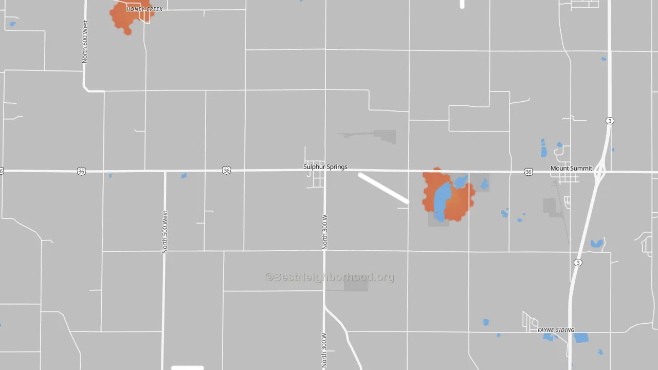 Bike Grade map of Sulphur Springs, IN
