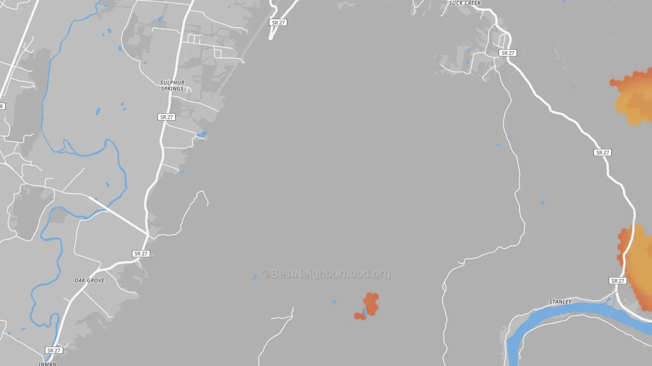 Bike Grade map of Sulphur Springs, TN