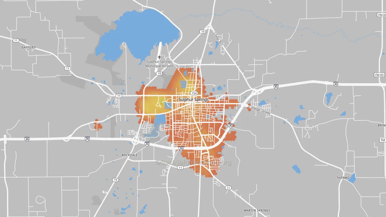 Bike Grade map of Sulphur Springs, TX