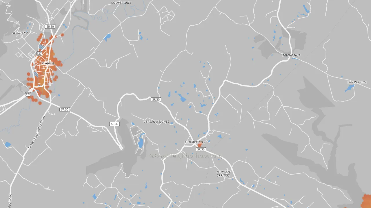 Bike Grade map of Summer City, TN