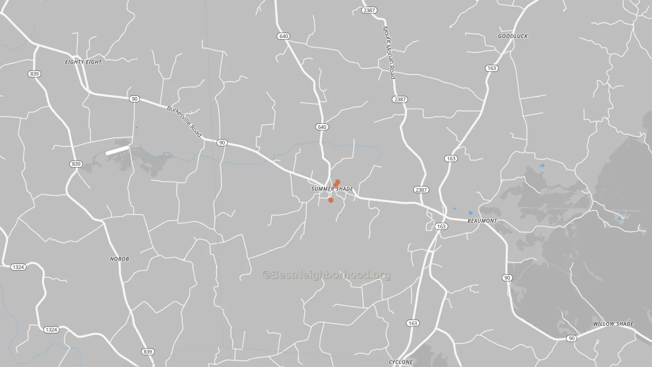Bike Grade map of Summer Shade, KY