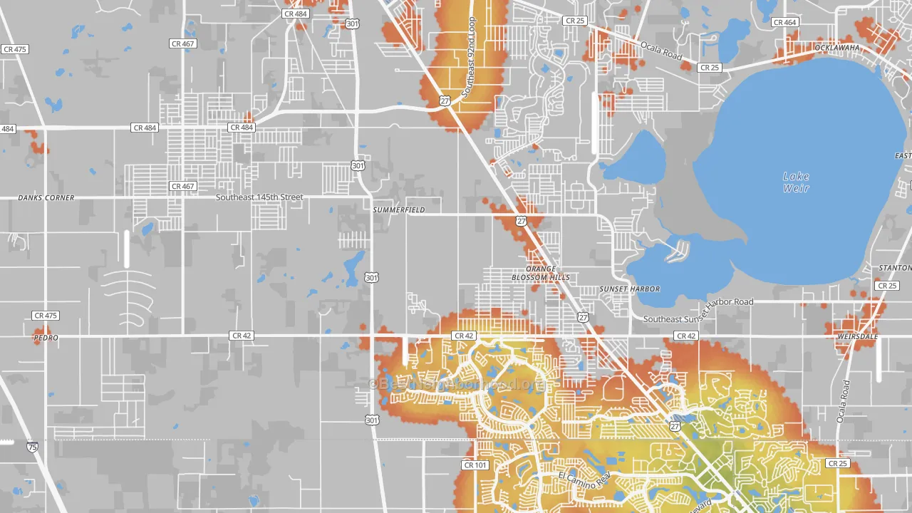 Bike Grade map of Summerfield, FL