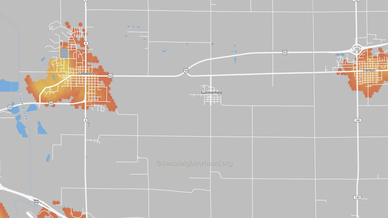 Bike Grade map of Summerfield, IL