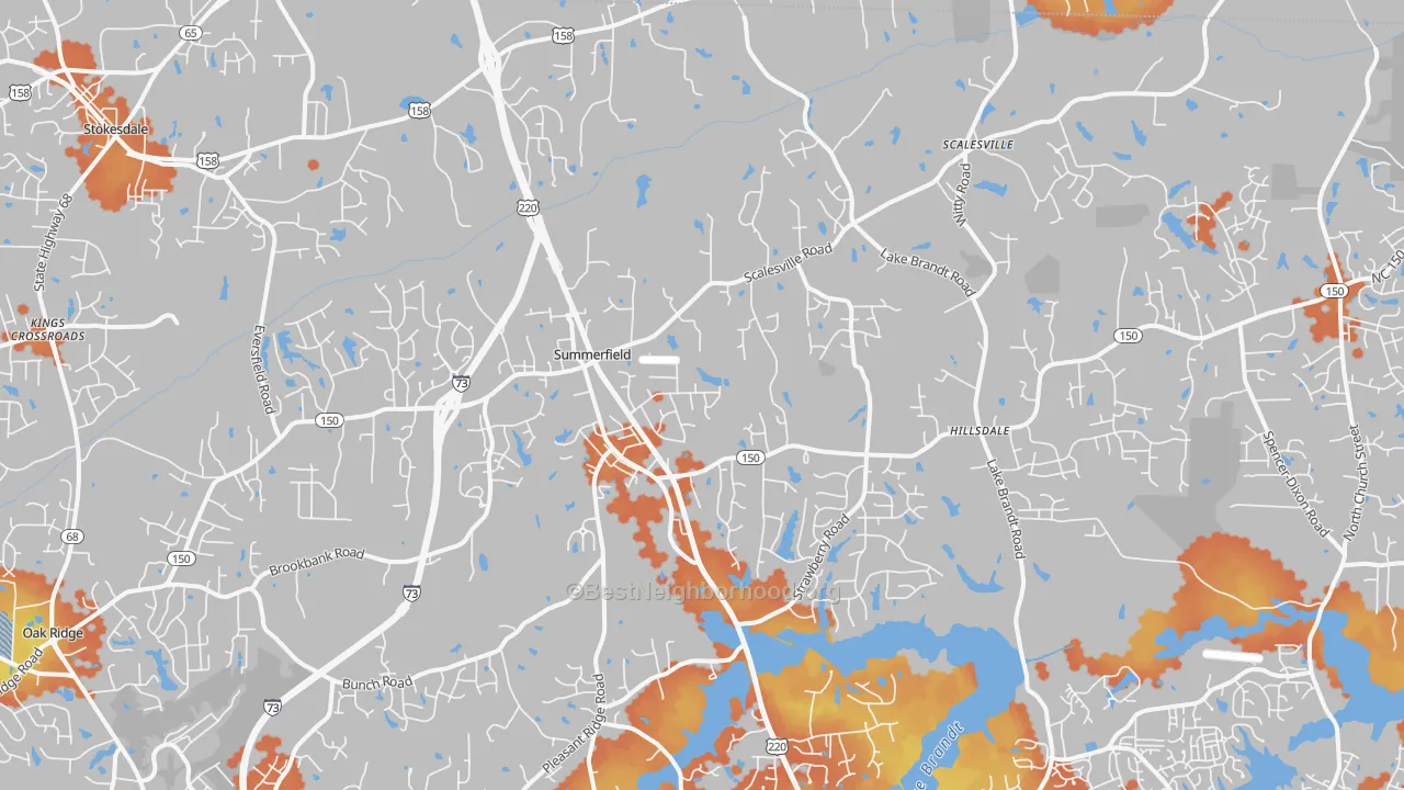 Bike Grade map of Summerfield, NC