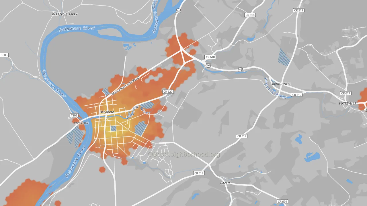 Bike Grade map of Summerfield, NJ