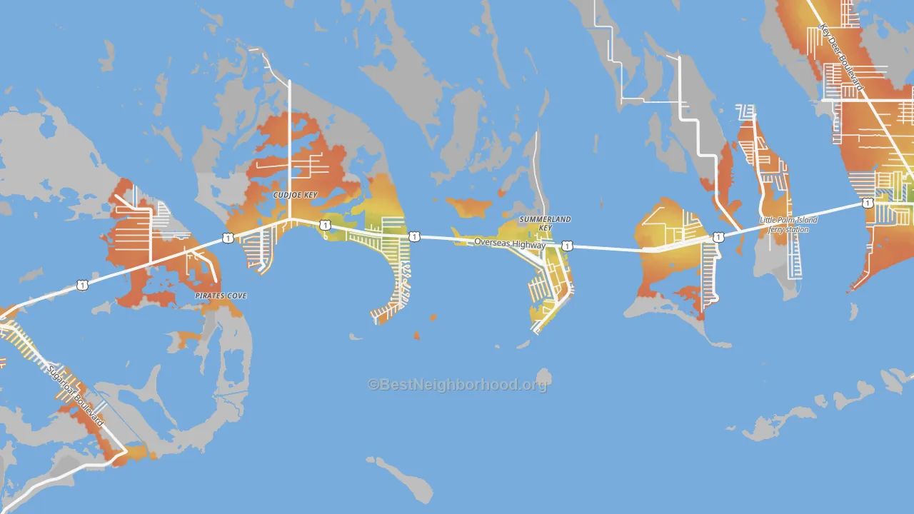 Bike Grade map of Summerland Key, FL