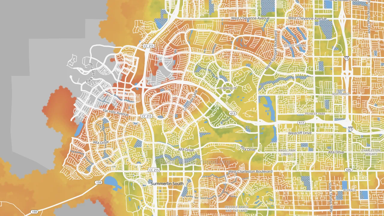 Bike Grade map of Summerlin North, Las Vegas, NV