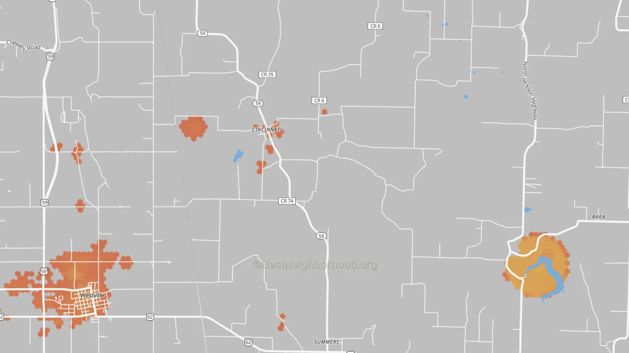 Bike Grade map of Summers, AR