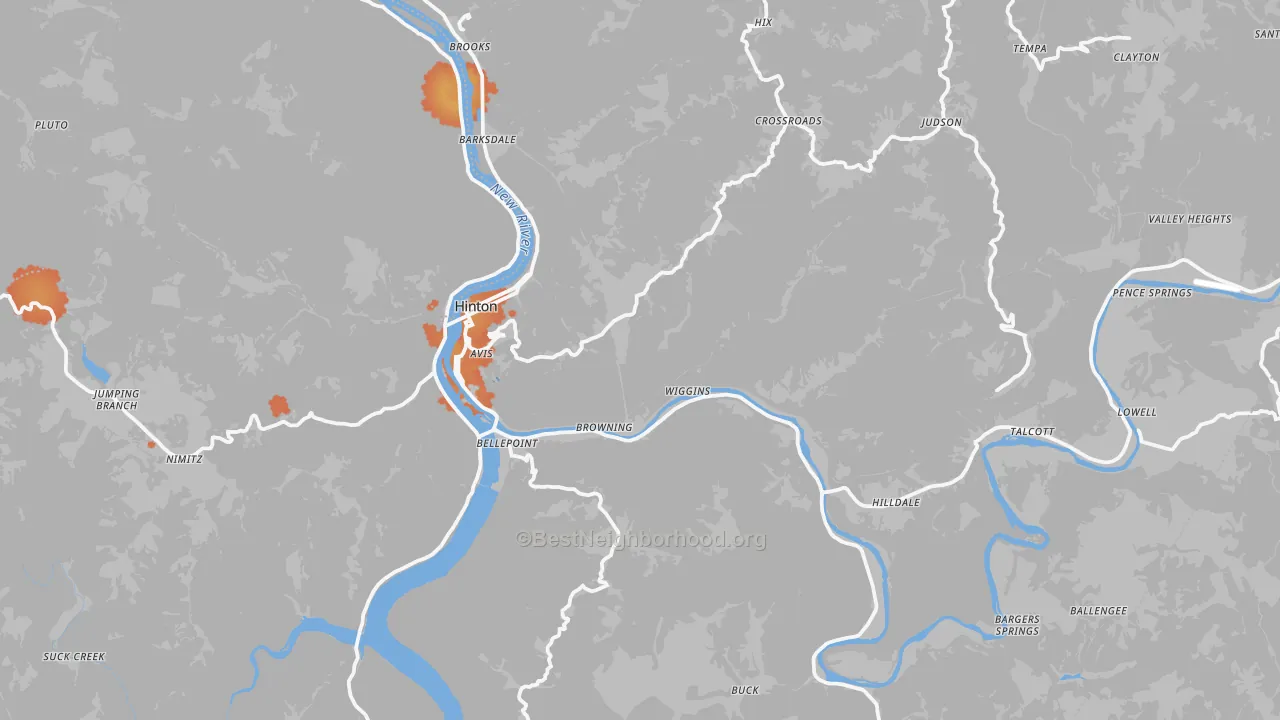 Bike Grade map of Summers County, WV