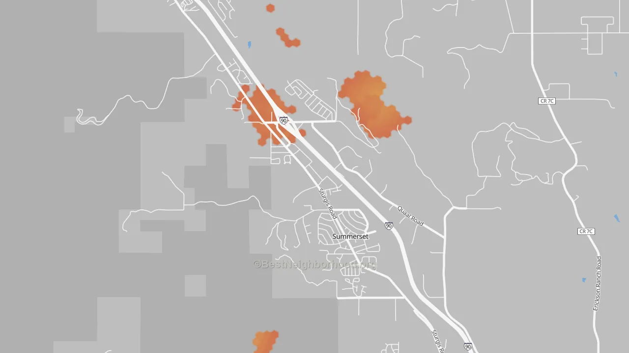 Bike Grade map of Summerset, SD
