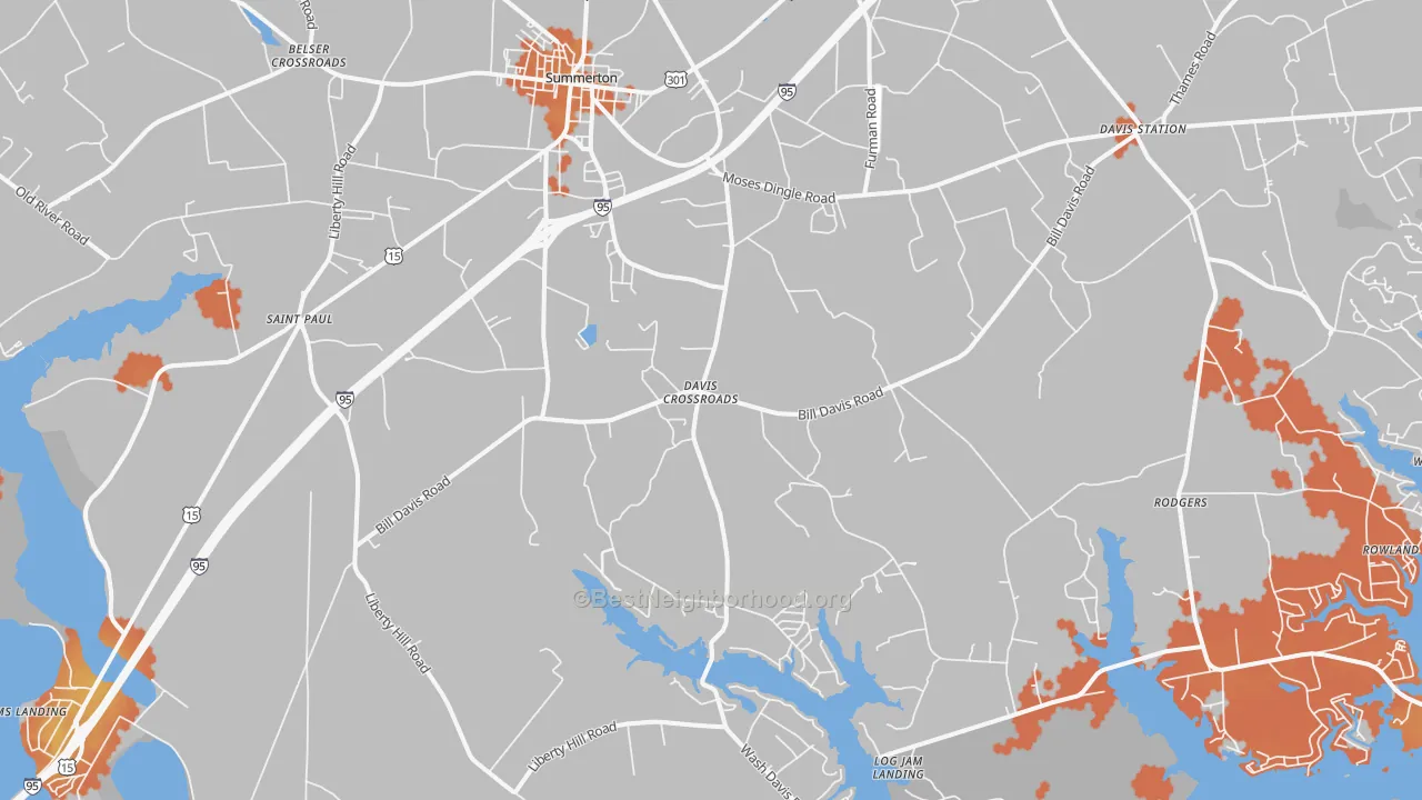 Bike Grade map of Summerton, SC